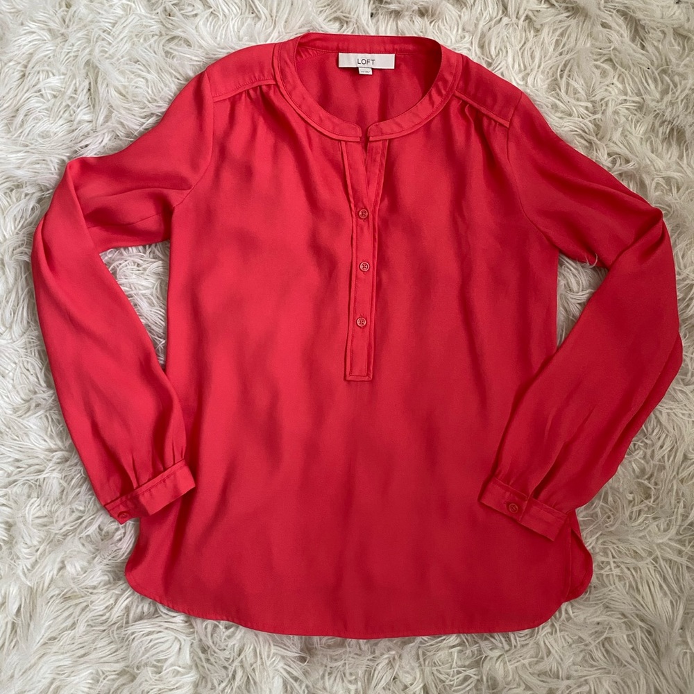 Loft size xsmall pink red blouse